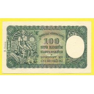 Československo 1944-45. 100 Ks 1940/(45), s. G2. H-63a1S2. perf. SPECIMEN