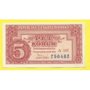 ČSR 1945 – 1953. 5 Kčs 1949, s. A105. H-83a3