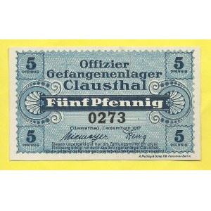 Zajatecké tábory. Clausthal. 5 pfennig 1917. Tieste-122.20