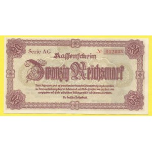 Nouzové tisky. 20 RM 1945, s. AG. HH-188.1.1a