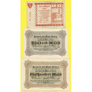 Německo. Guben. 100, 500 marek 1922, Habelschwerdt. 2.000.000 marek 1923.