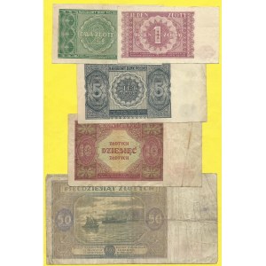 Polsko. 1, 2, 5, 10, 50 zlotych 1946. 50 s. H. Mil.-123, 124a, 125, 126, 128b