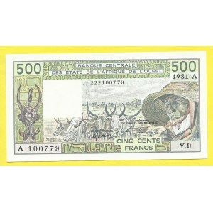 Afrika. Pobřeží Slonoviny. 500 frank 1991. Pick-106Ac