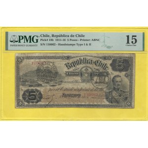 Amerika. Chile. 5 pesos 1914. Pick-19b. PMG 15