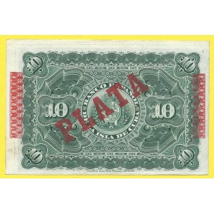 Amerika. Kuba. 10 peso 1896. Pick-49c. Přetisk PLATA