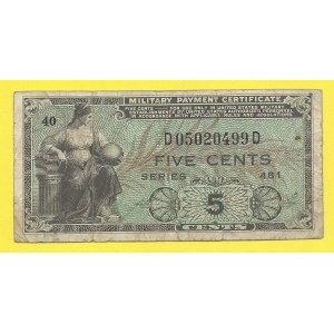 Amerika. USA. 5 cent b.d. (1951) pro armádu serie 481 Pick-SM22. grafity