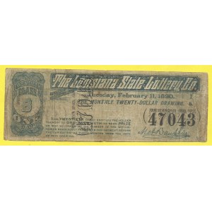 Amerika. Lousiana. Los státní loterie 11.2.1890. slepený