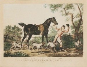 Philibert Louis DEBUCOURT (1755-1832), Carle VERNET (1758-1836), Les chiens á la decouverte