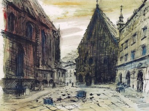 Kazimierz HOLEWIŃSKI (1904-1957), Plac Mariacki w Krakowie, 1947