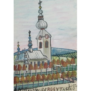Nikifor KRYNICKI (1895-1968), Kościółek z szarą fasadą