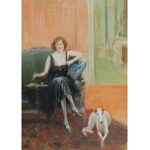 Jan CHEŁMIŃSKI (1851-1925), Portrait of a woman in a black dress