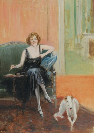 Jan CHEŁMIŃSKI (1851-1925), Portret kobiety w czarnej sukni