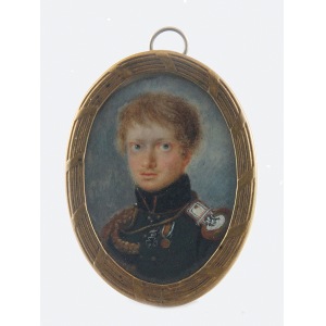 Autor nieokreślony, XIX w., Miniatura: Portret pruskiego oficera