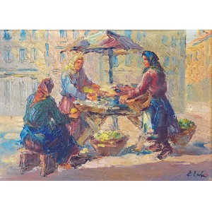 Erno ERB (1890-1943), Ladenbesitzerinnen mit Gemüse