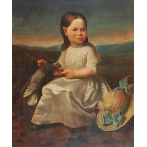 Malarz nieokreślony, XIX w., Dziewczynka z gołębiem