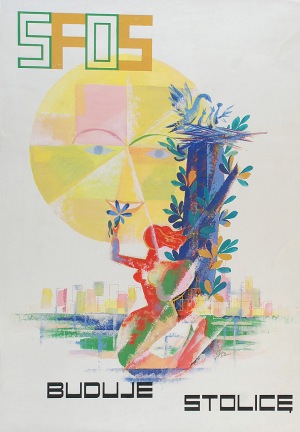 Tadeusz GRONOWSKI (1894-1990), SFOS Buduje Stolicę - projekt plakatu,1952