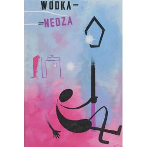 Tadeusz GRONOWSKI (1894-1990), Wódka = Nędza - projekt plakatu, 1963