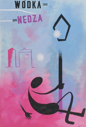 Tadeusz GRONOWSKI (1894-1990), Wódka = Nędza - projekt plakatu, 1963