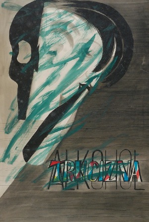 Tadeusz GRONOWSKI (1894-1990), Wódka = Nędza - projekt plakatu, 1963