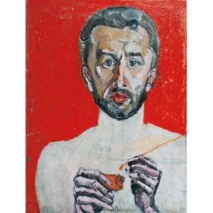 Wiesław OBRZYDOWSKI (1938-2017), Studium portretu - Portret własny artysty (praca dwustronna), 1977 / 1982