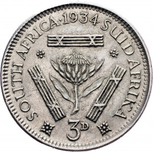 South Africa, 3 Pence 1934
