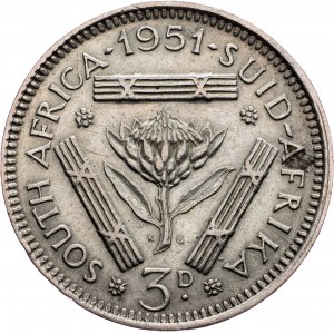 South Africa, 3 Pence 1951