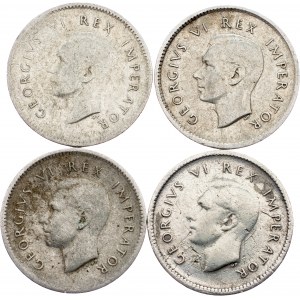 South Africa, 3 Pence 1937, 1938, 1939, 1940
