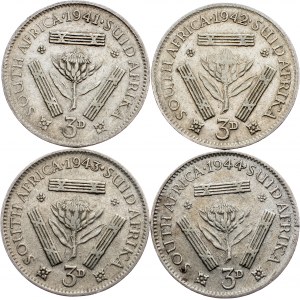 South Africa, 3 Pence 1941, 1942, 1943, 1944