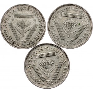 South Africa, 3 Pence 1952, 1953, 1958