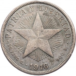 Cuba, 1 Peso 1916, Philadelphia