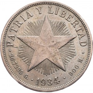 Cuba, 1 Peso 1934, Philadelphia
