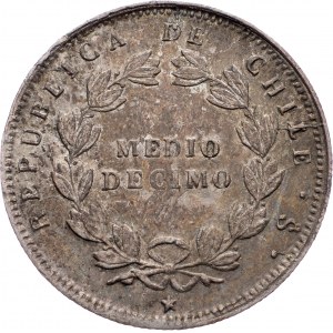 Chile, 1/2 Decimo 1857