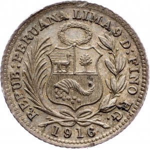 Peru, 1/2 Dinero 1916