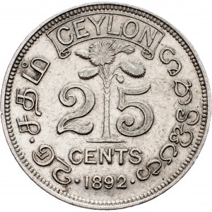 Ceylon, 25 Cents 1892