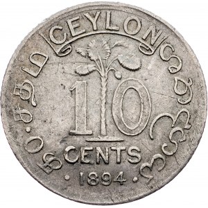 Ceylon, 10 Cents 1894