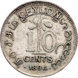 Ceylon, 10 Cents 1894