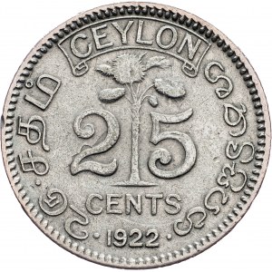 Ceylon, 25 Cents 1922