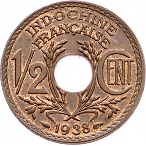 French Indochina, 1/2 Centime 1938, Paris