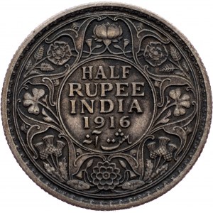 India - British, 1/2 Rupee 1916
