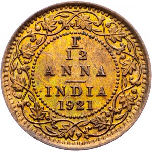 India - British, 1/12 Anna 1921, Calcutta