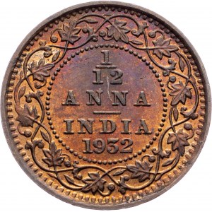 India - British, 1/12 Anna 1932, Calcutta
