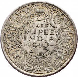 India - British, 1/2 Rupee 1940