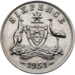 Australia, 6 Pence 1951