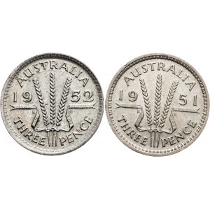 Australia, 3 Pence 1951, 1952