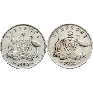 Australia, 6 Pence 1955, 1956