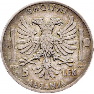 Albania, 5 Lek 1939, Rome