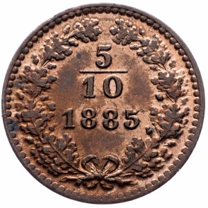 Franz Joseph I., 5/10 Kreuzer 1885, Vienna
