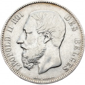 Belgium, 5 Francs 1868