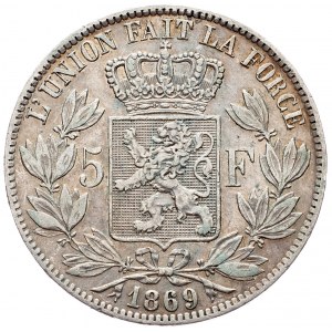 Belgium, 5 Francs 1869