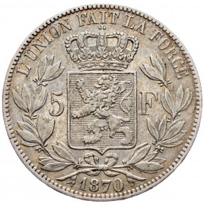 Belgium, 5 Francs 1870
